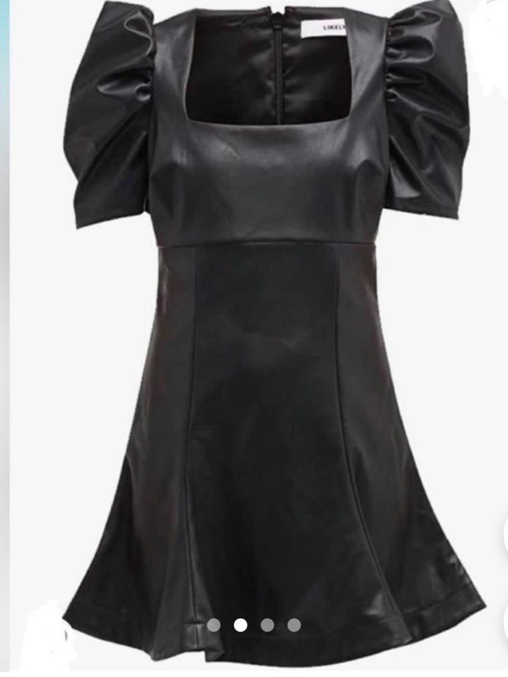 Likely Black Faux Leather Puff-Sleeve Mini Dress